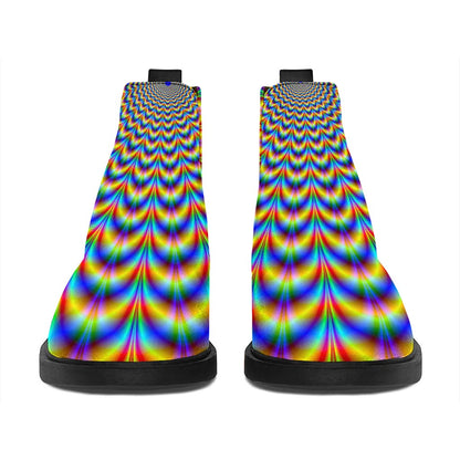 Psychedelic Wave Optical Illusion Flat Ankle Boots