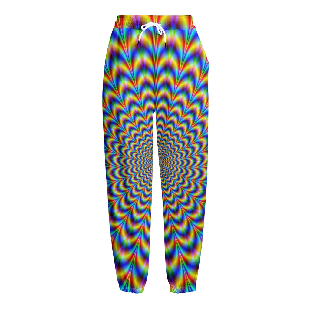 Psychedelic Wave Optical Illusion Fleece Lined Knit Pants