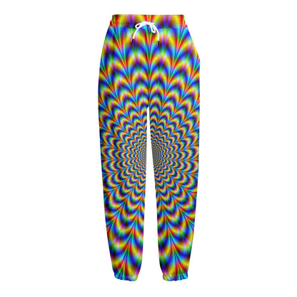 Psychedelic Wave Optical Illusion Fleece Lined Knit Pants