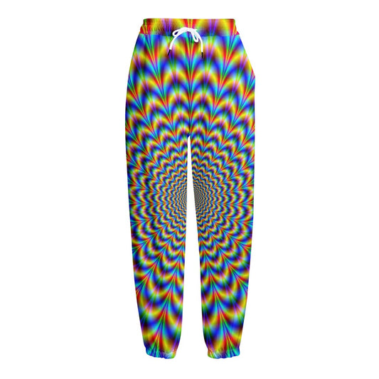 Psychedelic Wave Optical Illusion Fleece Lined Knit Pants