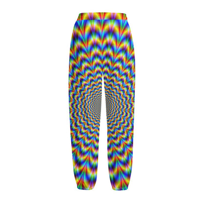 Psychedelic Wave Optical Illusion Fleece Lined Knit Pants