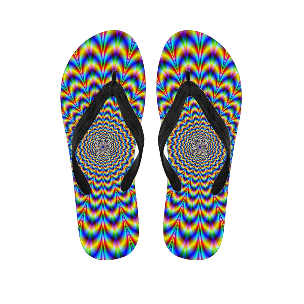 Psychedelic Wave Optical Illusion Flip Flops
