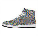 Psychedelic Wave Optical Illusion High Top Leather Sneakers