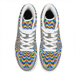 Psychedelic Wave Optical Illusion High Top Leather Sneakers