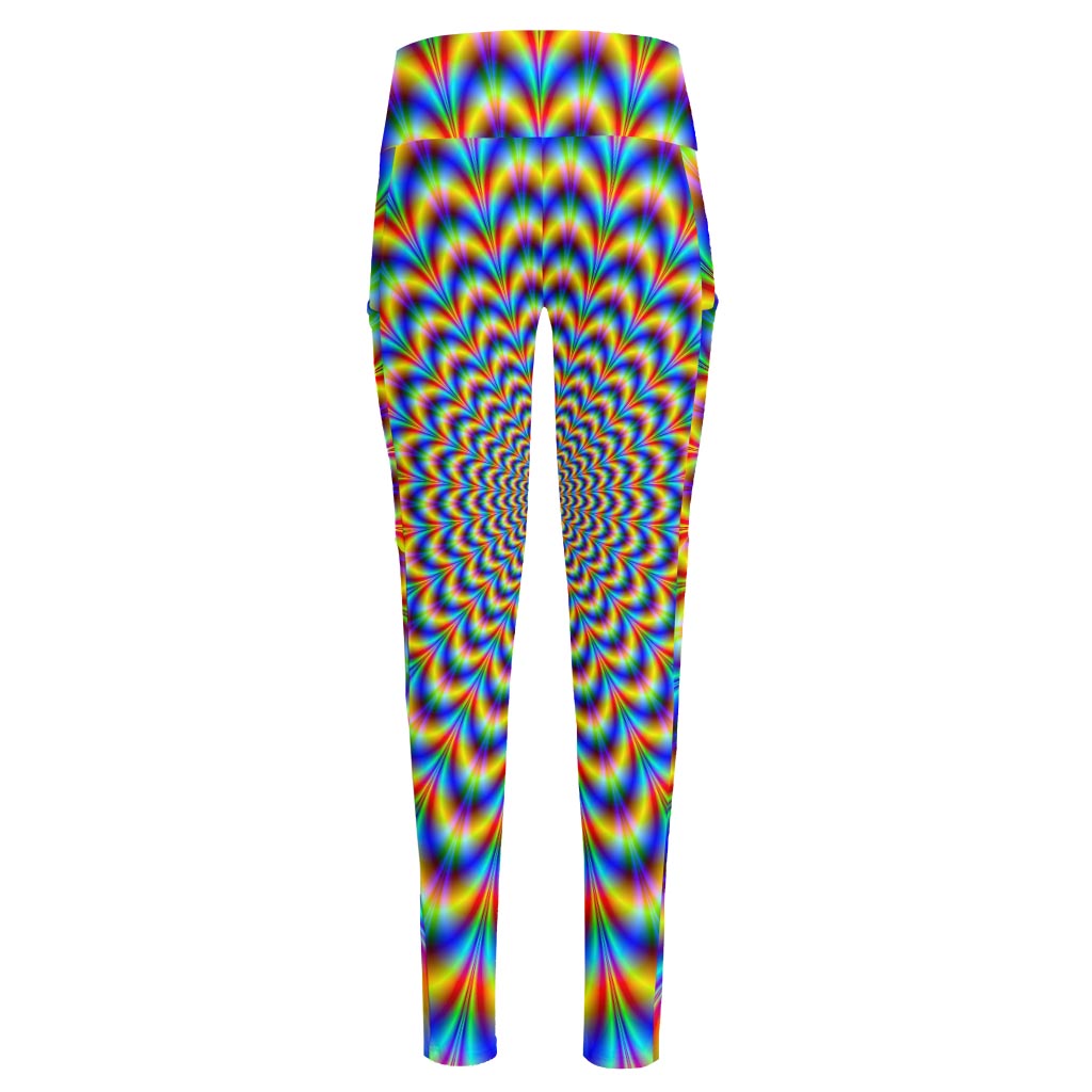 Psychedelic Wave Optical Illusion High-Waisted Pocket Leggings