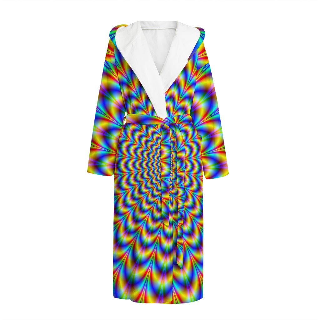 Psychedelic Wave Optical Illusion Hooded Bathrobe