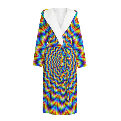 Psychedelic Wave Optical Illusion Hooded Bathrobe