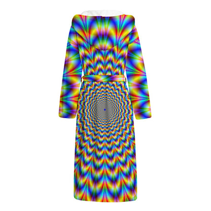Psychedelic Wave Optical Illusion Hooded Bathrobe