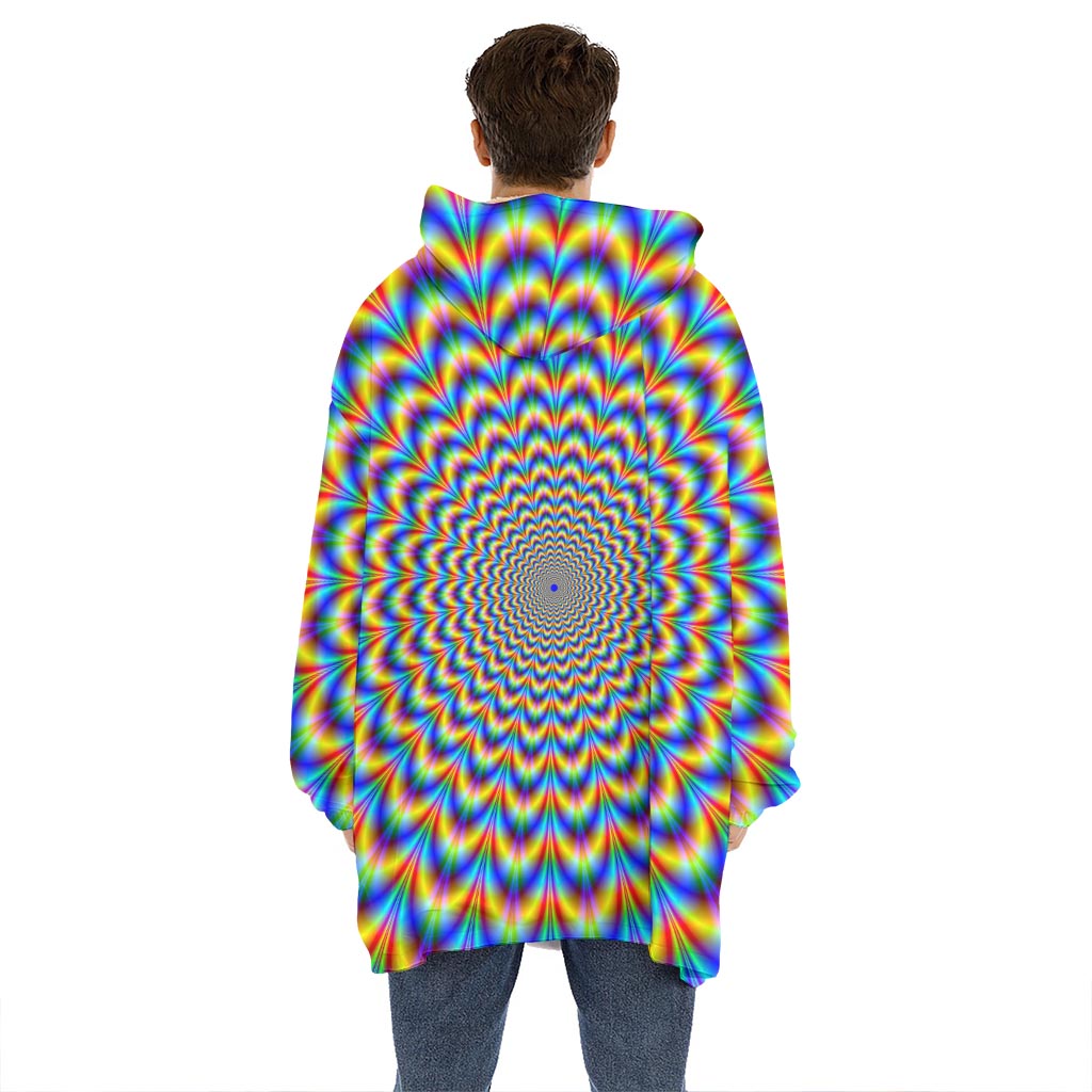 Psychedelic Wave Optical Illusion Hoodie Blanket