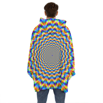 Psychedelic Wave Optical Illusion Hoodie Blanket