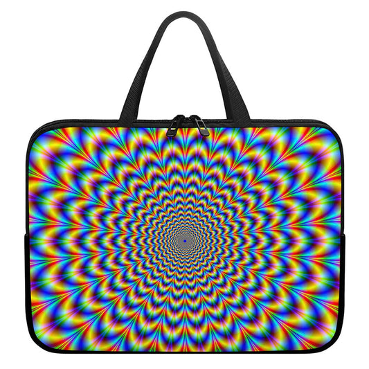 Psychedelic Wave Optical Illusion Laptop Sleeve With Handle