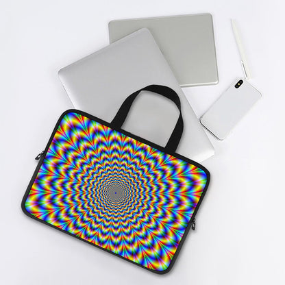 Psychedelic Wave Optical Illusion Laptop Sleeve With Handle