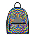 Psychedelic Wave Optical Illusion Leather Backpack