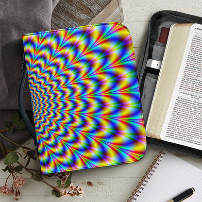Psychedelic Wave Optical Illusion Leather Bible Cover