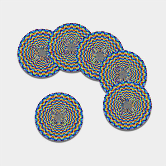 Psychedelic Wave Optical Illusion Leather Coaster Set
