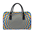Psychedelic Wave Optical Illusion Leather Duffel Bag