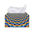 Psychedelic Wave Optical Illusion Leather Tissue Box Cover