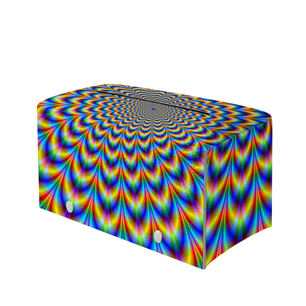 Psychedelic Wave Optical Illusion Leather Tissue Box Cover