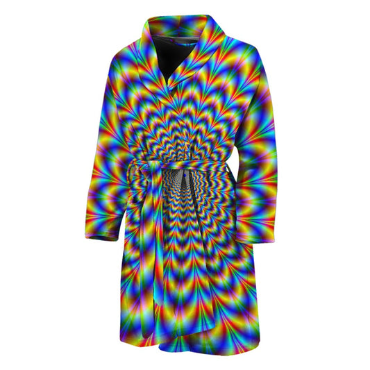 Psychedelic Wave Optical Illusion Men's Bathrobe