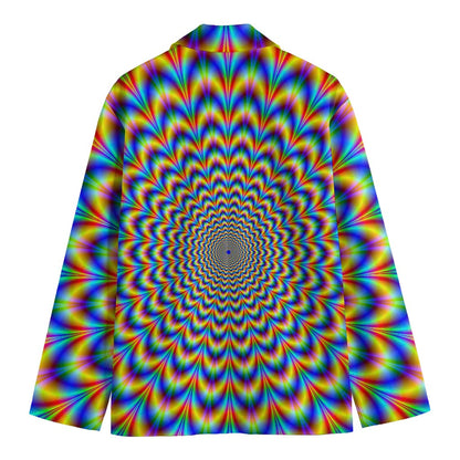 Psychedelic Wave Optical Illusion Men's Cotton Blazer