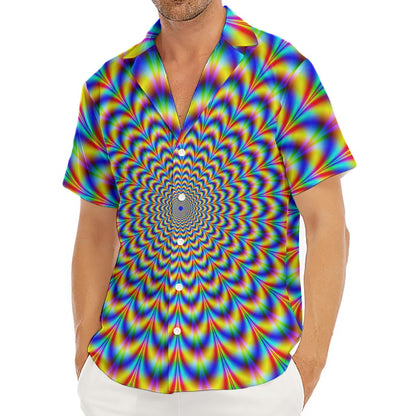 Psychedelic Wave Optical Illusion Men's Deep V-Neck Shirt