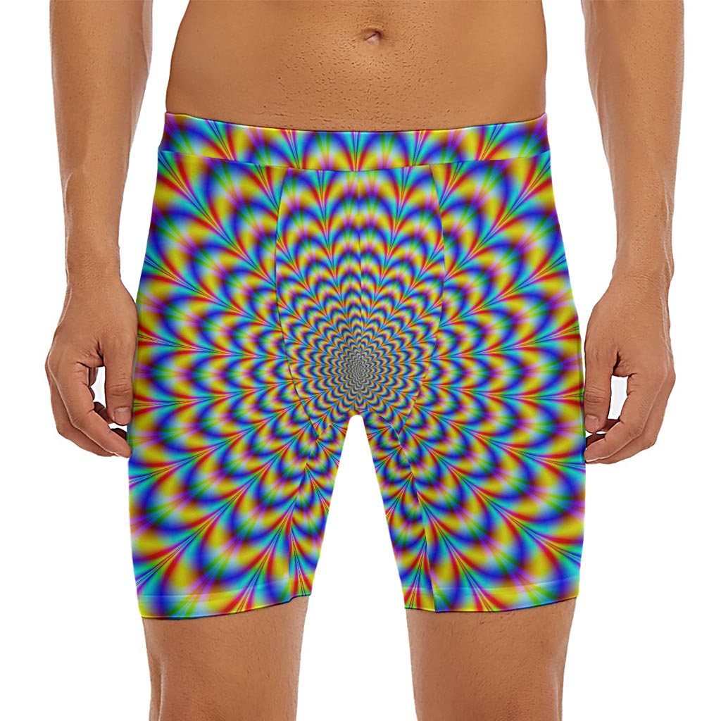 Psychedelic Wave Optical Illusion Men's Long Boxer Briefs