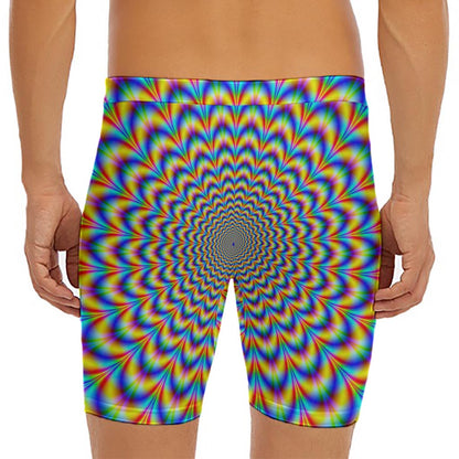 Psychedelic Wave Optical Illusion Men's Long Boxer Briefs