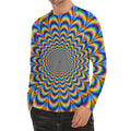 Psychedelic Wave Optical Illusion Men's Long Sleeve Rash Guard