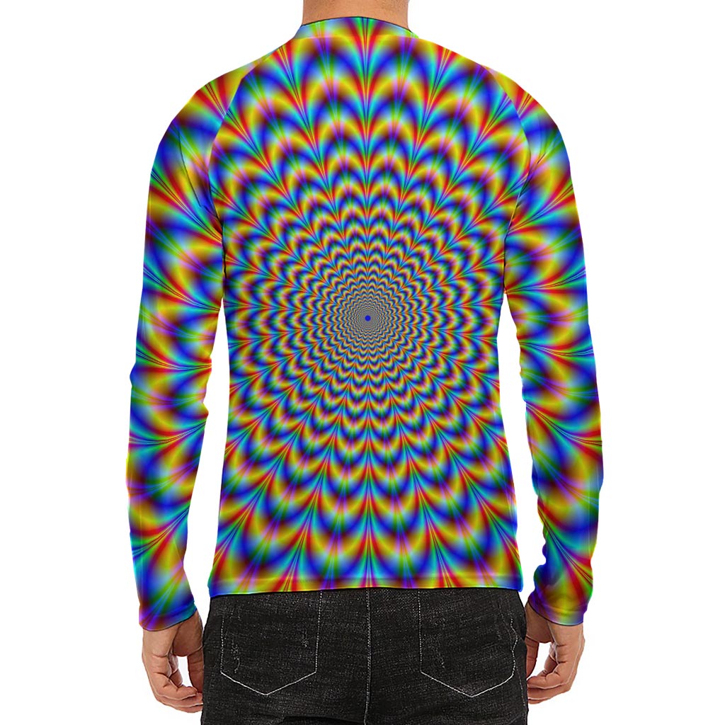 Psychedelic Wave Optical Illusion Men's Long Sleeve Rash Guard