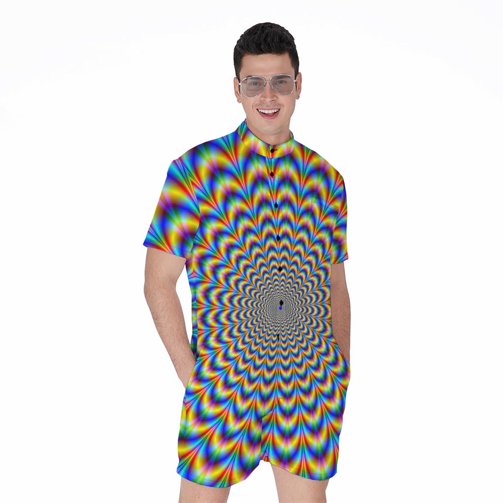 Psychedelic Wave Optical Illusion Men's Rompers