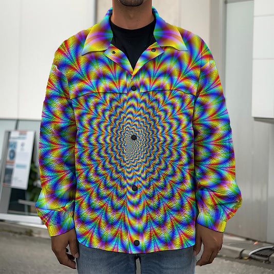 Psychedelic Wave Optical Illusion Men's Shirt Jacket