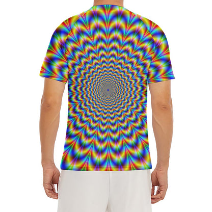 Psychedelic Wave Optical Illusion Men's Short Sleeve Rash Guard