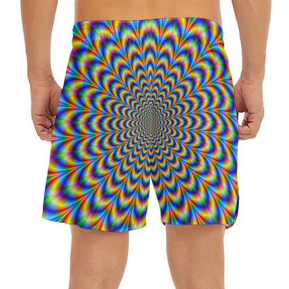 Psychedelic Wave Optical Illusion Men's Split Running Shorts