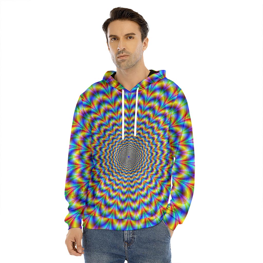 Psychedelic Wave Optical Illusion Men's Velvet Pullover Hoodie