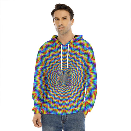 Psychedelic Wave Optical Illusion Men's Velvet Pullover Hoodie