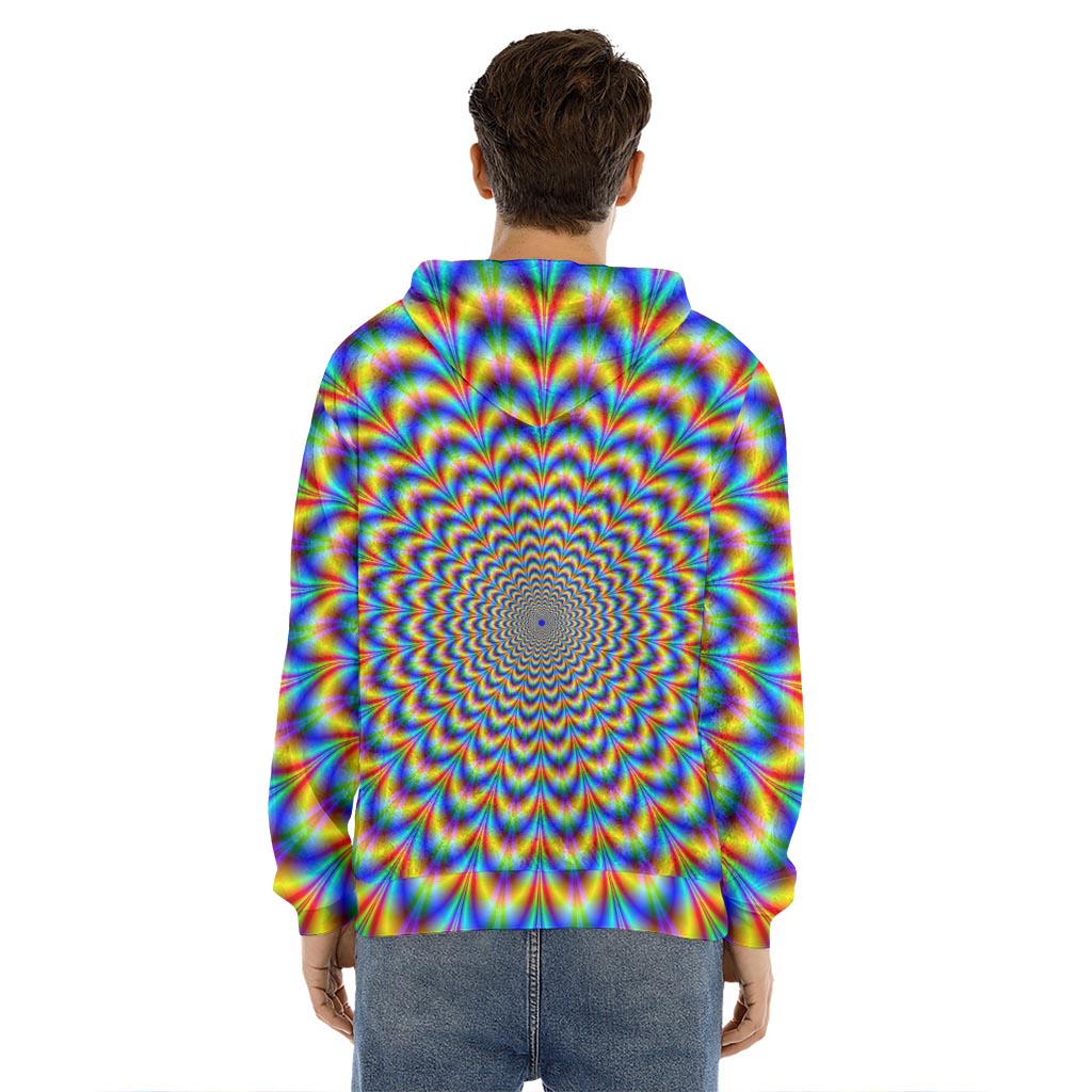 Psychedelic Wave Optical Illusion Men's Velvet Pullover Hoodie