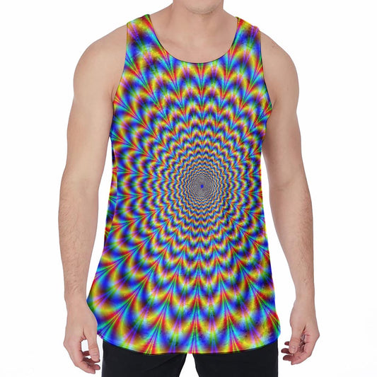 Psychedelic Wave Optical Illusion Men's Velvet Tank Top