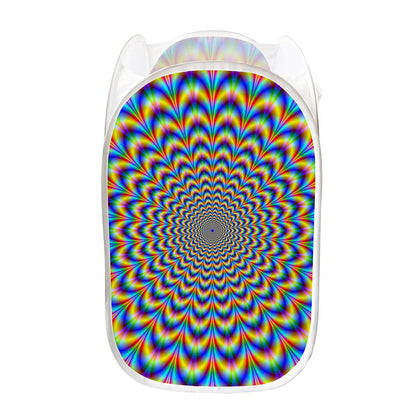 Psychedelic Wave Optical Illusion Mesh Laundry Hamper