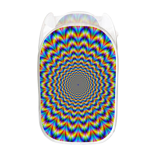 Psychedelic Wave Optical Illusion Mesh Laundry Hamper