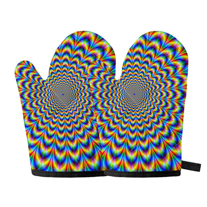 Psychedelic Wave Optical Illusion Oven Mitts