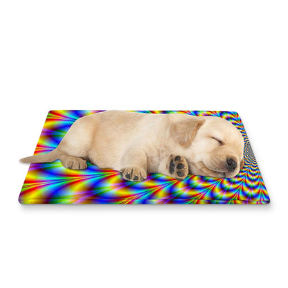 Psychedelic Wave Optical Illusion Pet Cooling Mat Cover