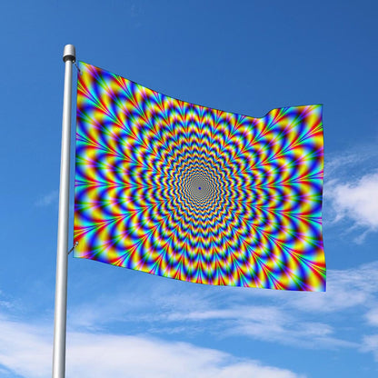 Psychedelic Wave Optical Illusion Polyester Flag