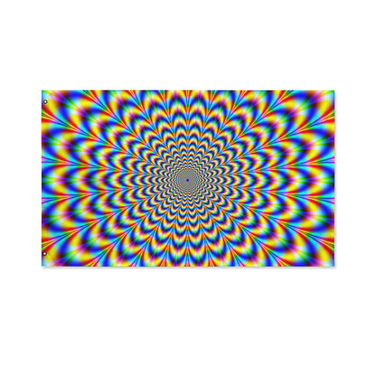 Psychedelic Wave Optical Illusion Polyester Flag