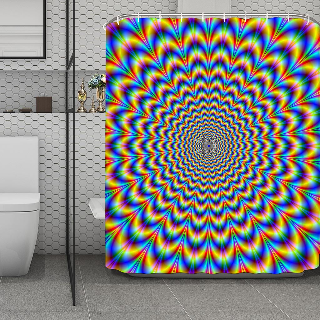 Psychedelic Wave Optical Illusion Polyester Shower Curtain