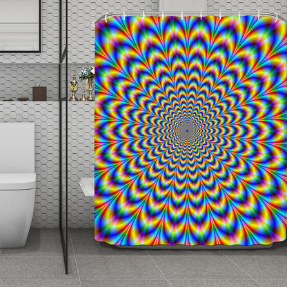 Psychedelic Wave Optical Illusion Polyester Shower Curtain