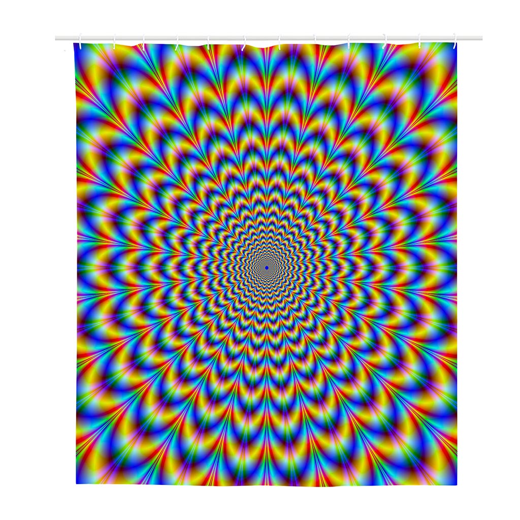 Psychedelic Wave Optical Illusion Polyester Shower Curtain