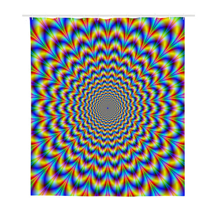 Psychedelic Wave Optical Illusion Polyester Shower Curtain