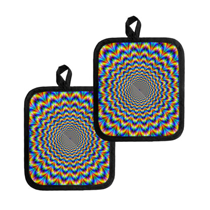 Psychedelic Wave Optical Illusion Pot Holders
