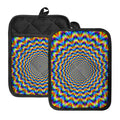 Psychedelic Wave Optical Illusion Pot Holders With Pocket