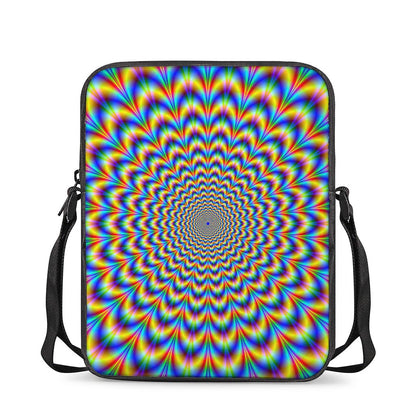 Psychedelic Wave Optical Illusion Rectangular Crossbody Bag